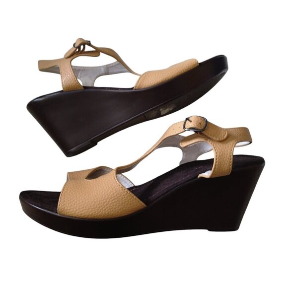 Agape Collection Women's Size 10 Beige/Brown Lightweight Wedge Heel Sandals - Picture 5 of 7